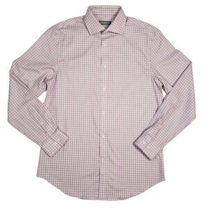Michael Kors Airsoft Dress Shirt Pink Check Stretch Preppy Mens M Slim Fit NEW